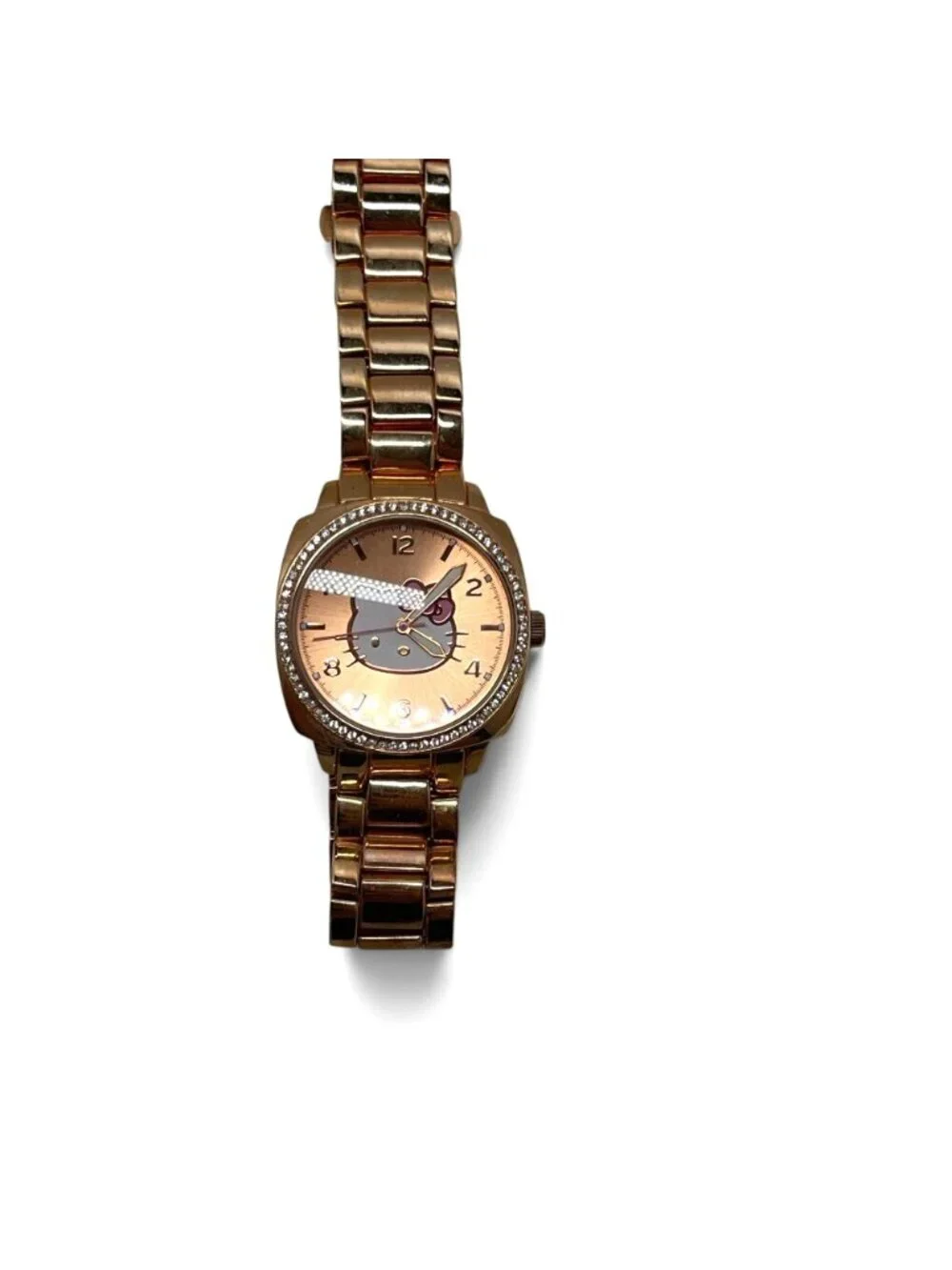 Hello Kitty Rose Gold-Tone Watch With Rhinestone Accents & Stainless Steel Back